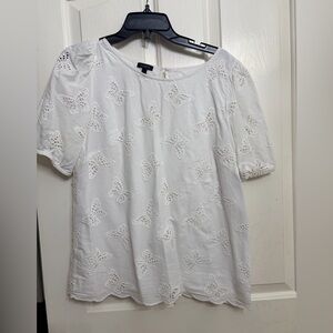 Talbots White Eyelet Butterfly Blouse